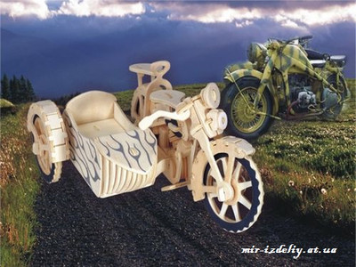 Мотоцикл с коляской 2 из фанеры
