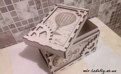 Шкатулка с воздушным шаром из фанеры