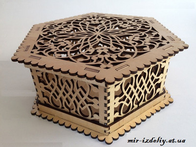 Шкатулка шестиугольная из фанеры