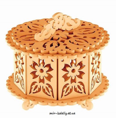 Шкатулка небольшая круглая Цветок из фанеры