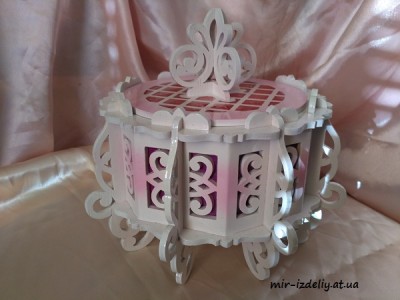 Шкатулка 8 граней с круглой крышкой из фанеры