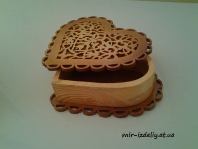 Шкатулка сердечко ажурное из фанеры