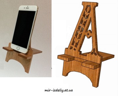Подставка для мобильного телефона в форме буквы А из фанеры