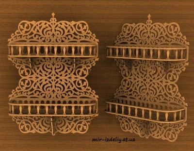 Полочка на 2 яруса витой узор с бортиком из фанеры