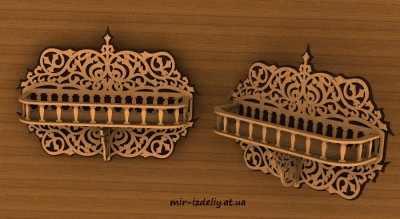 Полочка витой узор с бортиком из фанеры
