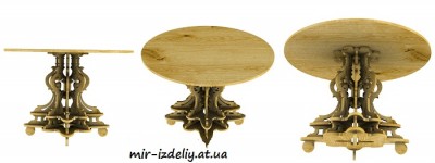 Столик круглый обеденный с резной ножкой из фанеры