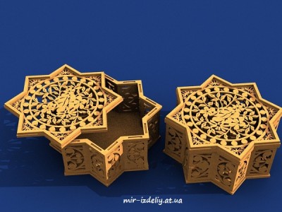 Шкатулка звезда с букетом цветов из фанеры