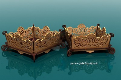 Корзинка квадратная резная из фанеры