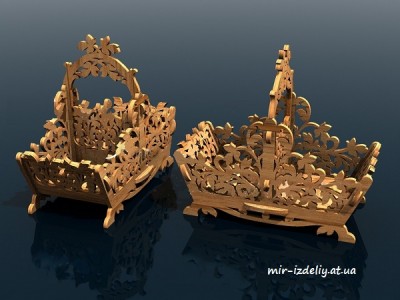 Корзинка лиственный узор на две секции из фанеры