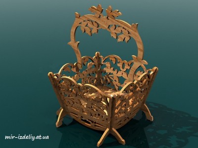 Корзинка витой лиственный узор из фанеры