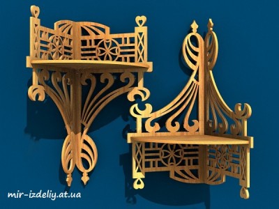 Полочка угловая лучистый изгиб из фанеры