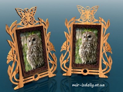 Фоторамка настольная с бабочкой из фанеры