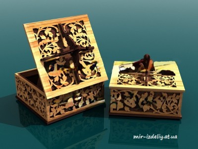 Шкатулка витой лиственный узор из фанеры