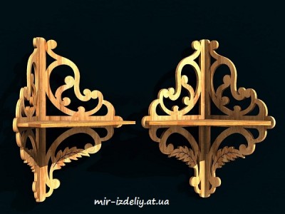 Полочка угловая два листа акации из фанеры