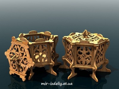 Шкатулка 6ти гранная круговой виток из фанеры