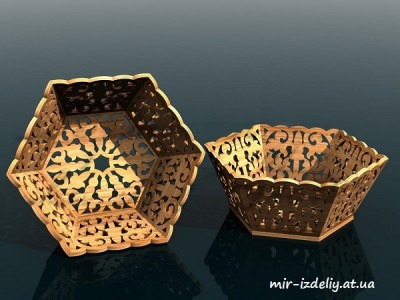 Ваза широкая прорезная из фанеры