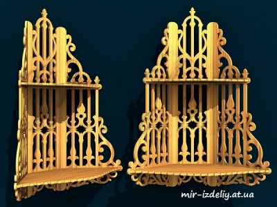 Полочка угловая зеркальная большая из фанеры