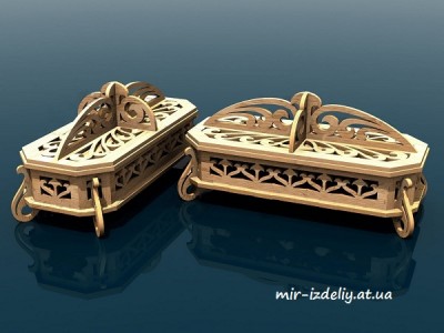 Шкатулка длинная, узор крючком из фанеры