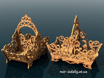 Корзинка узорная на 2 отдела из фанеры
