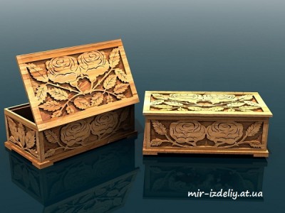 Шкатулка две розы из фанеры