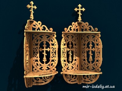 Полочка иконостас угловая с крестами из фанеры