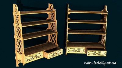 Полочка на 4 яруса с ящиками внизу из фанеры