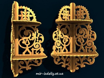 Полочка угловая Снежинка из фанеры