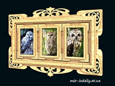 Фоторамка узорная на три фотографии из фанеры