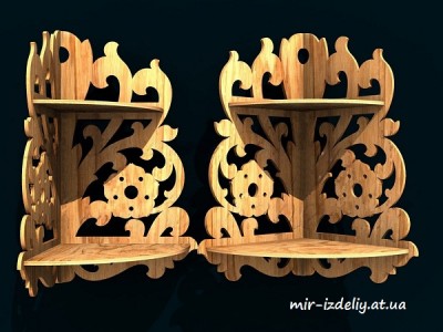 Полочка угловая цветок в два яруса из фанеры