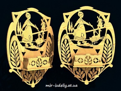 Карман настенный Пастух и гуси из фанеры