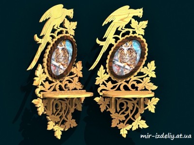 Полочка с фотографией и попугаем из фанеры