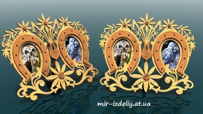 Фоторамка настольная с ромашками на две фотографии из фанеры