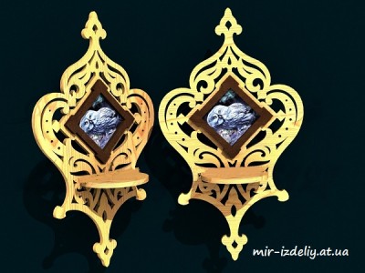 Полочка узорная с ромбическим зеркалом или фото из фанеры