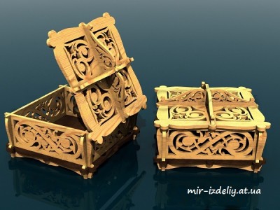 Шкатулка с витым орнаментом цветка из фанеры