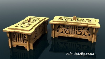 Шкатулка Лист с вишенкой из фанеры