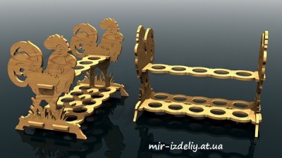 Пасхальная подставка для яиц с петухами из фанеры