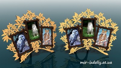 Фоторамка на три фотографии цветочный венок из фанеры