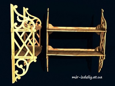 Полочка на 2 яруса простой виток с сеткой из фанеры