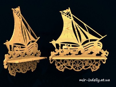 Полочка Корабль на волнах из фанеры