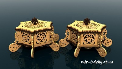 Шкатулка 6ти гранная на круглых ножках из фанеры