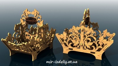 Корзинка с перегородкой и бабочкой на ручке из фанеры