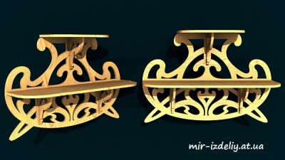 Полочка с широким плавным узором из фанеры