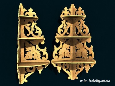 Полочка угловая кленовый лист из фанеры