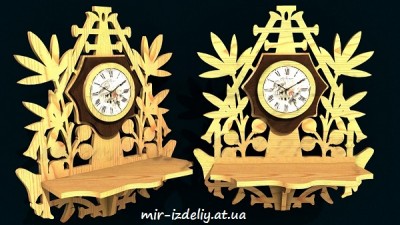 Полочка Акация с часами из фанеры