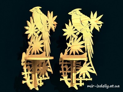 Полочка с птицей на ветке из фанеры