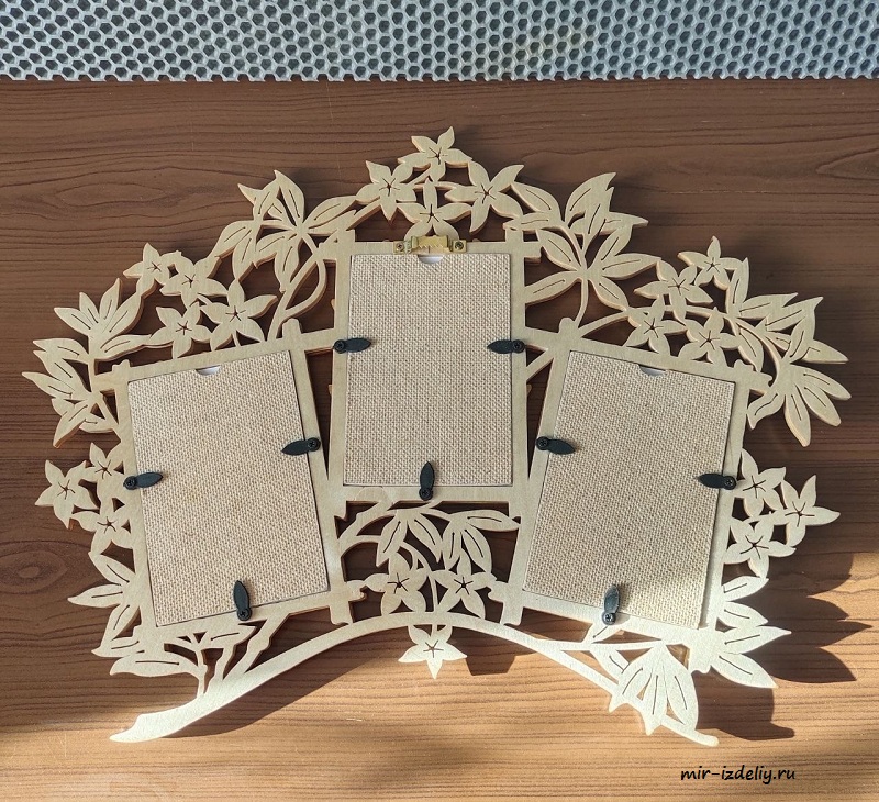 Фоторамка на три фотографии цветочный венок из фанеры