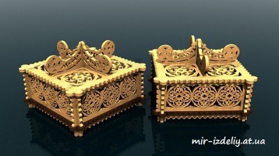 Шкатулка круговой узор из фанеры