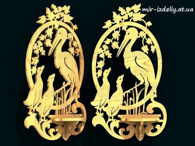 Полочка Журавль с малышами из фанеры