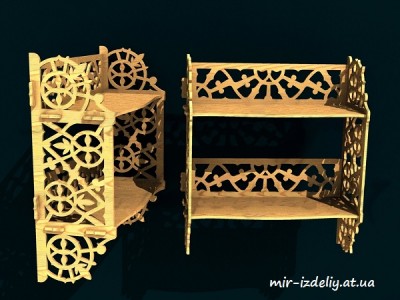 Полочка на два яруса с круговым орнаментом из фанеры