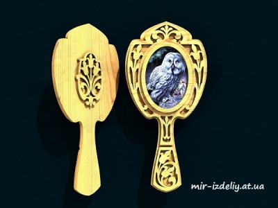 Ручное зеркало резной виток из фанеры